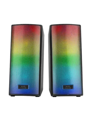 Mars Gaming MSRGB2, Altavoces Bluetooth 5.3 15W, Procesador de Sonido DSP, Iluminación RGB Dinámica, Frontal Total Mesh,