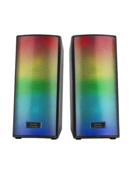 Mars Gaming MSRGB2, Altavoces Bluetooth 5.3 15W, Procesador de Sonido DSP, Iluminación RGB Dinámica, Frontal Total Mesh,