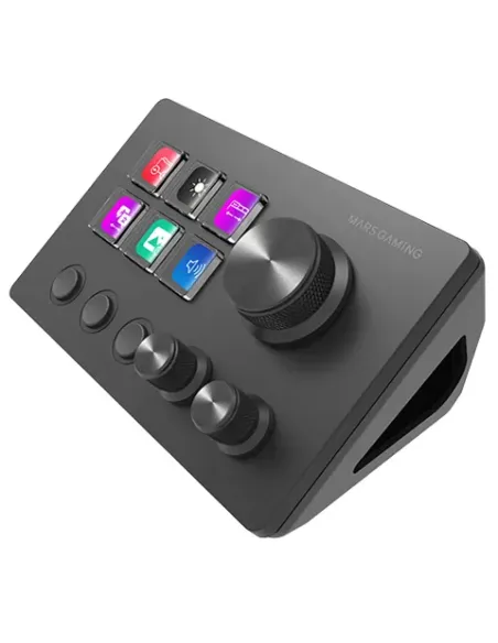 Mars Gaming MSD-TWO, Control Deck Compacto, 6 Teclas LCD Personalizables + 3 Botones, 3 Ruedas Multifuncionales, Control Deck