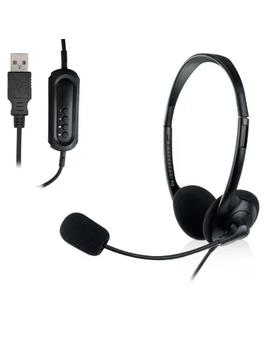 Ewent EW3568 auricular y casco Auriculares Alámbrico Diadema Llamadas Música USB tipo A Negro