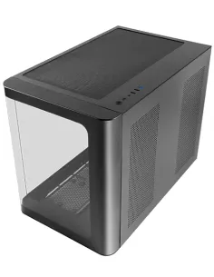Mars Gaming MC-FUSIONM, Caja Gaming Micro-ATX, Ventana Lateral y Frontal Curvo de Cristal Templado Continuo, Minitorre PC Doble