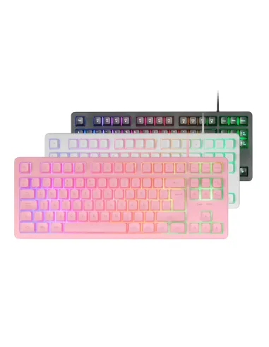 Mars Gaming MK023, Teclado Gaming TKL, Tecnología Híbrida H-Mech, Iluminación FRGB Rainbow, Anti-ghosting, Compatibilidad