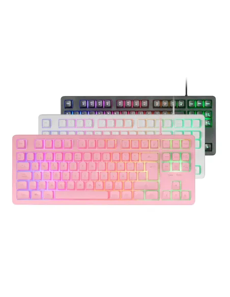 Mars Gaming MK023, Teclado Gaming TKL, Tecnología Híbrida H-Mech, Iluminación FRGB Rainbow, Anti-ghosting, Compatibilidad