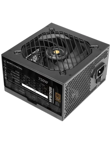Mars Gaming MPB750SI, Fuente Alimentación PC ATX 750W, 7 Años Garantía, 80Plus Bronze 230V, 90% Eficiencia, Ventilador SI