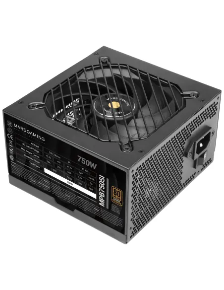 Mars Gaming MPB750SI, Fuente Alimentación PC ATX 750W, 7 Años Garantía, 80Plus Bronze 230V, 90% Eficiencia, Ventilador SI