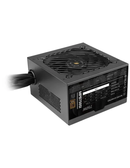 Mars Gaming MPB750SI, Fuente Alimentación PC ATX 750W, 7 Años Garantía, 80Plus Bronze 230V, 90% Eficiencia, Ventilador SI