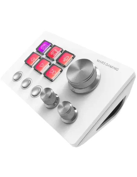 Mars Gaming MSD-TWO, Control Deck Compacto, 6 Teclas LCD Personalizables + 3 Botones, 3 Ruedas Multifuncionales, Control Deck