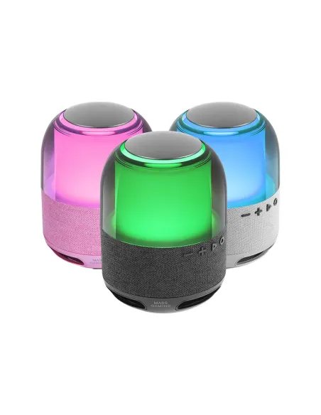 Mars Gaming MS-Flow, Altavoz Portátil Bluetooth 15W, Iluminación Orbilight RGB 360°, Sonido Potente con Driver DeepBass 57mm,