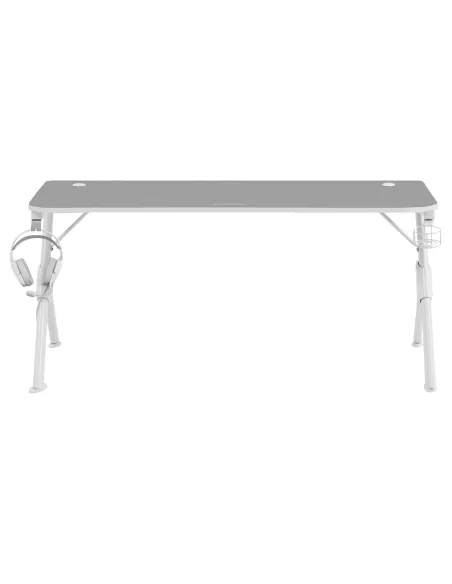 Mars Gaming MGDXL, Mesa Gaming Ergonómica, Soporte Auriculares y Bebida, Escritorio PC, 160x60cm, Blanco