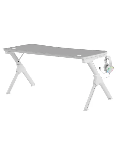 Mars Gaming MGDXL, Mesa Gaming Ergonómica, Soporte Auriculares y Bebida, Escritorio PC, 160x60cm, Blanco