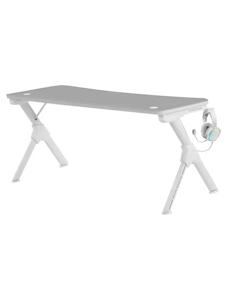 Mars Gaming MGDXL, Mesa Gaming Ergonómica, Soporte Auriculares y Bebida, Escritorio PC, 160x60cm, Blanco