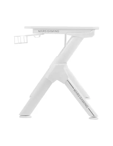 Mars Gaming MGDXL, Mesa Gaming Ergonómica, Soporte Auriculares y Bebida, Escritorio PC, 160x60cm, Blanco