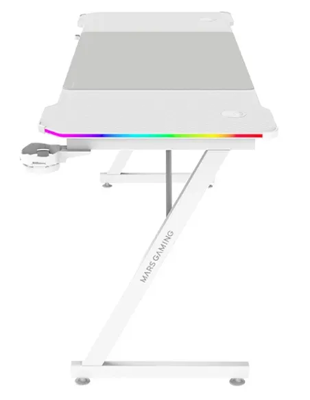 Mars Gaming MGD-X160RGB, Mesa Gaming Ergonómica, Iluminación ARGB con Mando, Fibra de Carbono, Alfombrilla XXL, Soporte