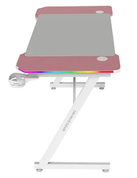 Mars Gaming MGD-X120RGB, Mesa Gaming Ergonómica, Iluminación ARGB con Mando, Fibra de Carbono, Alfombrilla XXL, Soporte