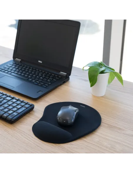 TooQ Alfombrilla para ratón ergonómica con reposamuñecas de gel, Negro