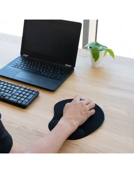 TooQ Alfombrilla para ratón ergonómica con reposamuñecas de gel, Negro