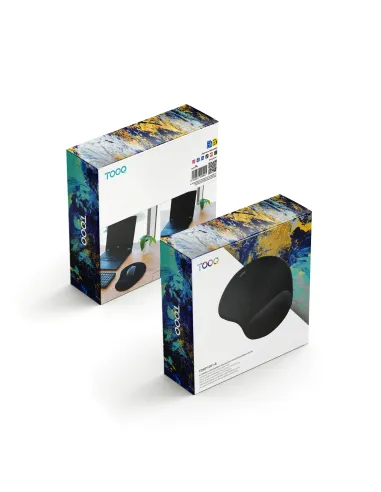 TooQ Alfombrilla para ratón ergonómica con reposamuñecas de gel, Negro