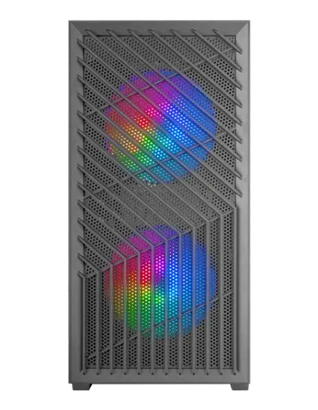 Mars Gaming MC- VORTEX, Caja Gaming MicroATX, Frontal Mesh Geométrico, Ventana Lateral Cristal Templado, 3x Ventiladores FRGB