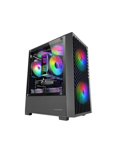 Mars Gaming MC- VORTEX, Caja Gaming MicroATX, Frontal Mesh Geométrico, Ventana Lateral Cristal Templado, 3x Ventiladores FRGB