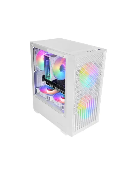 Mars Gaming MC- VORTEX, Caja Gaming MicroATX, Frontal Mesh Geométrico, Ventana Lateral Cristal Templado, 3x Ventiladores FRGB