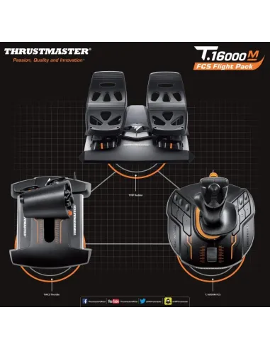 Thrustmaster T-16000M FCS Flight Pack Negro USB Palanca de mando Analógico Digital MAC, PC