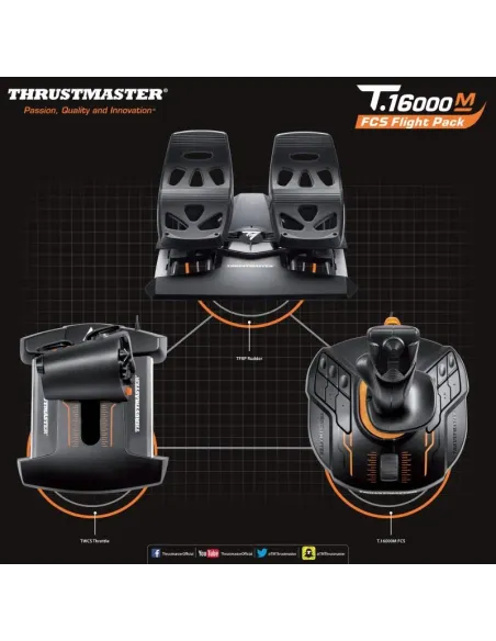 Thrustmaster T-16000M FCS Flight Pack Negro USB Palanca de mando Analógico Digital MAC, PC