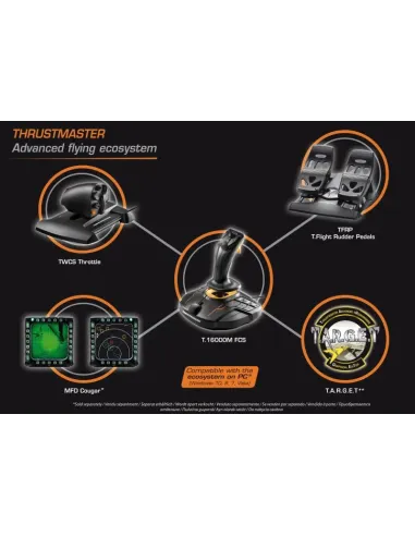 Thrustmaster T-16000M FCS Flight Pack Negro USB Palanca de mando Analógico Digital MAC, PC
