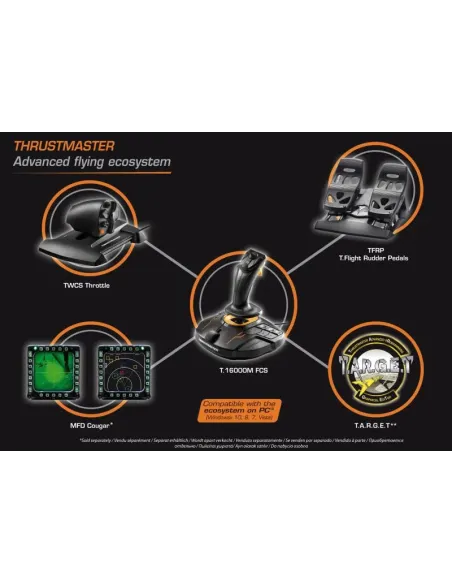 Thrustmaster T-16000M FCS Flight Pack Negro USB Palanca de mando Analógico Digital MAC, PC