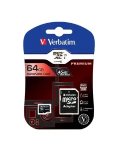 Tarjeta memoria micro sd verbatim 64gb c10 + adaptador