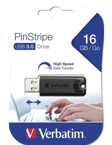 Verbatim PinStripe 3.0 - Unidad USB 3.0 de 16 GB  - Negro