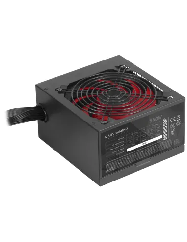 Mars Gaming MPIII550P, Fuente Alimentación PC ATX 550W, 5 Años de Garantía, 85% Eficiencia, Sistema Digital APFC, Ventilador