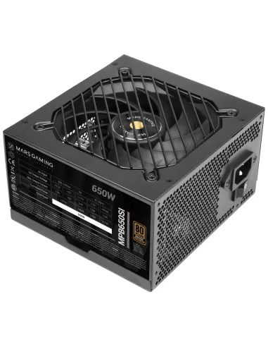 Mars Gaming MPB650SI, Fuente Alimentación PC ATX 650W, 7 Años Garantía, 80Plus Bronze 230V, 90% Eficiencia, Ventilador SI