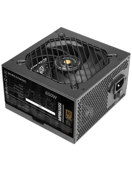 Mars Gaming MPB650SI, Fuente Alimentación PC ATX 650W, 7 Años Garantía, 80Plus Bronze 230V, 90% Eficiencia, Ventilador SI