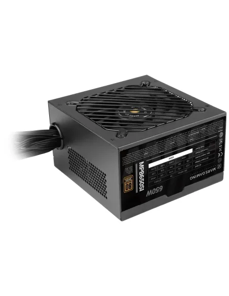 Mars Gaming MPB650SI, Fuente Alimentación PC ATX 650W, 7 Años Garantía, 80Plus Bronze 230V, 90% Eficiencia, Ventilador SI