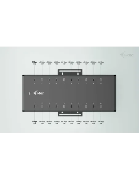 i-tec USB-C USB-A Metal Charging + data HUB, 15W per port, 20x USB-C
