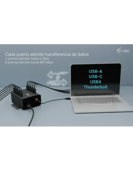 i-tec USB-C USB-A Metal Charging + data HUB, 15W per port, 10x USB-C