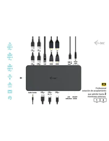 i-tec USB 3.0   USB-C   Thunderbolt 3 Professional Dual 4K Display Docking Station Generation 2 + Power Delivery 100W