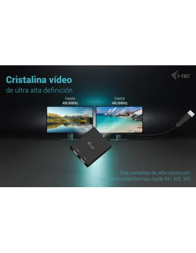 i-tec USB-A USB-C Dual 4K 60 Hz HDMI Video Adapter