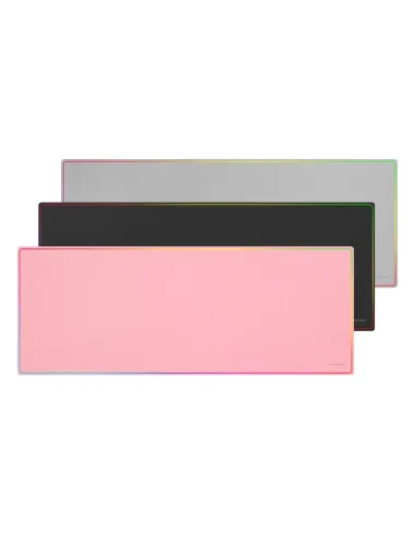 Mars Gaming MMP224, Alfombrilla Gaming XXL 880x330mm, Diseño de Bordes Rainbow, Base Antideslizante de Caucho Natural,