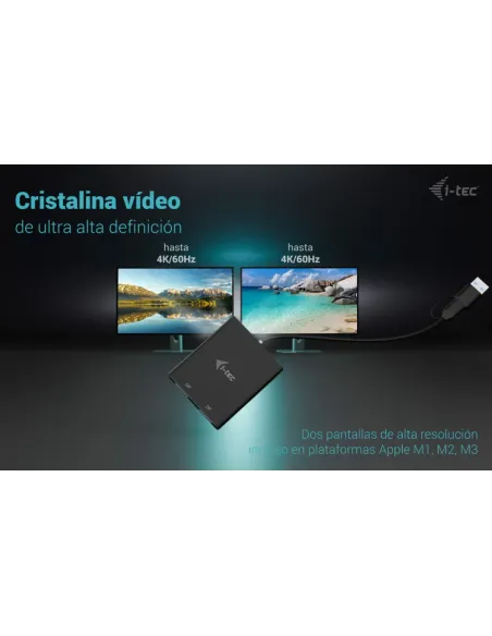 i-tec USB-A USB-C Dual 4K 60 Hz DisplayPort Video Adapter