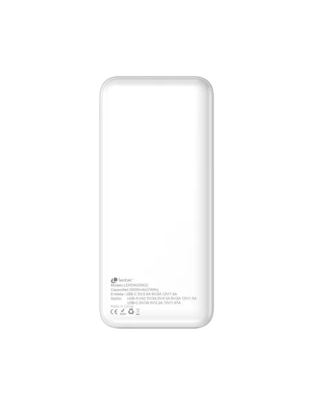 Leotec powerbank 20000mah 22 -5w pd20w blan (1 usb - c+2usb - a inc usb - a a usb - c)