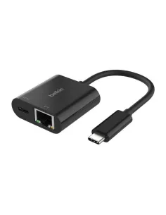 Adaptador usb tipo c a usb tipo c - rj45 belkin macho - hembra - negro