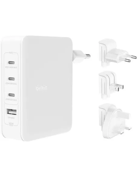 Cargador de pared belkin wch014btwh 140w 3x usb tipo c 1x usb tipo a