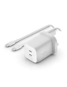 Cargador de pared belkin wch013vf2mwh - b6 65w 2x usb tipo c blanco + cable usb tipo c