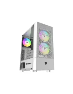 Caja ordenador gaming nfortec caelum atx rgb cristal templado blanca