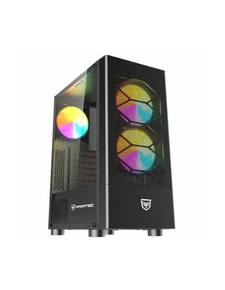 Caja ordenador gaming nfortec caelum atx rgb cristal templado negra