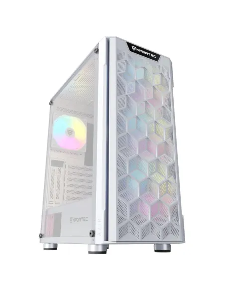 Caja ordenador gaming nfortec azir atx argb cristal templado blanco