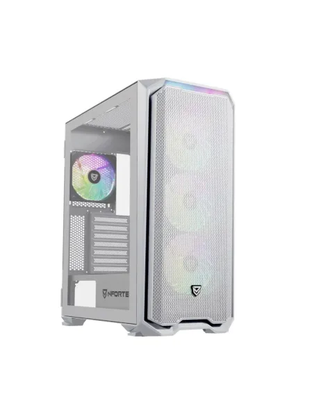 Caja ordenador gaming nfortec krater x e - atx argb cristal templado blanca