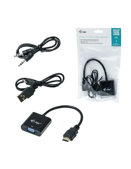 i-tec HDMI2VGAADA adaptador de cable de vídeo 0,15 m HDMI VGA Negro