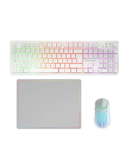 Mars Gaming MCPWXWES teclado Ratón incluido Juego RF inalámbrica + USB QWERTY Español Blanco